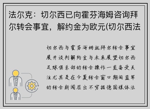 法尔克：切尔西已向霍芬海姆咨询拜尔转会事宜，解约金为欧元(切尔西法国球星)
